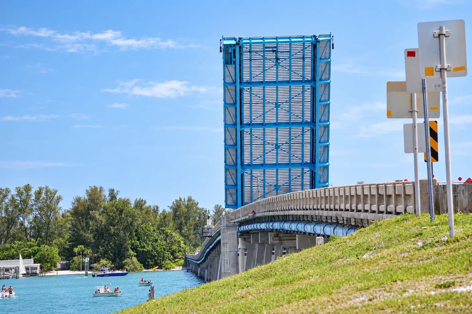Longboat Pass Bridge with its bascule span raised